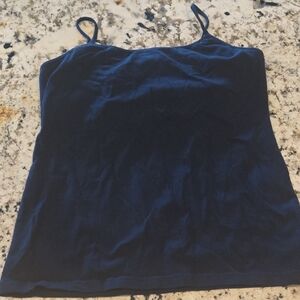 Women’s Navy Blue Spaghetti Strap Tank Top With Shelf Bra